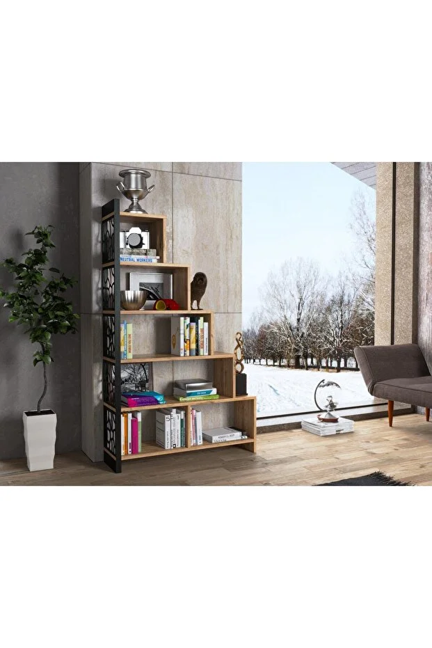 Silva Metal Merdiven Kitaplık - Atlantik Çam / Siyah